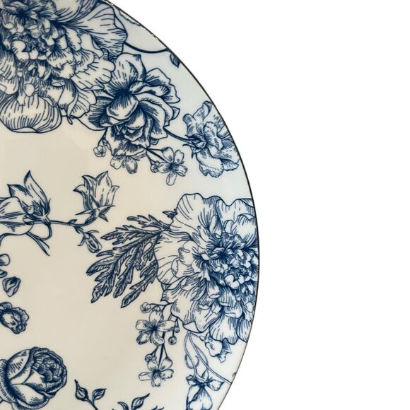 4pc Godinger English Garden Porcelain Dinner Plates 10.5in Blue & White Floral - Picture 6 of 11